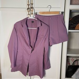 Purple Blazer and Shorts Set